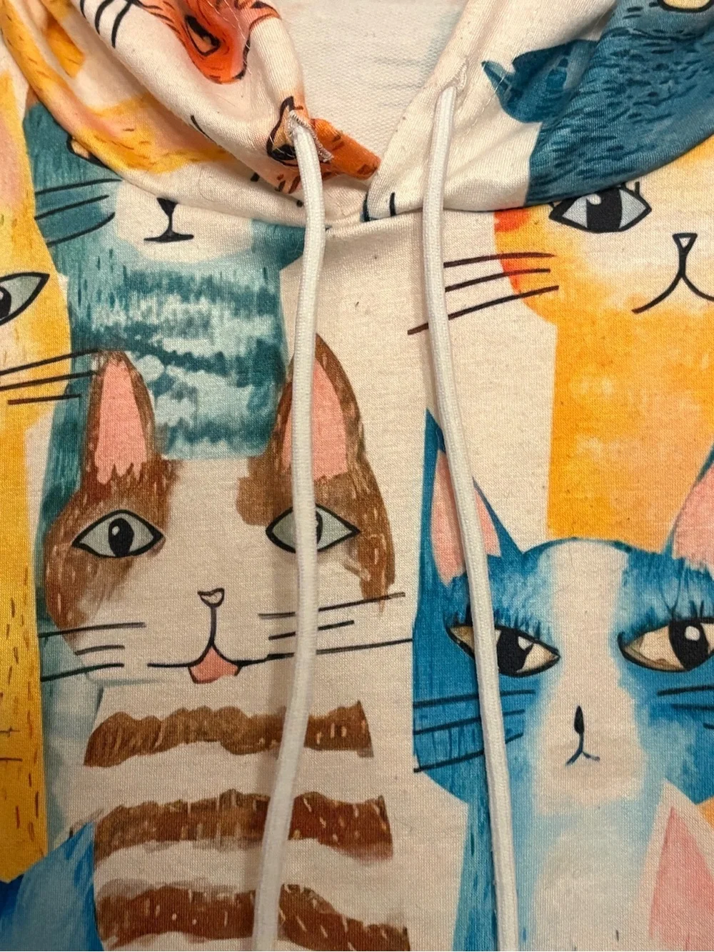 Colorful Cats Print Pet Hoodie - Multi-Colored small adult